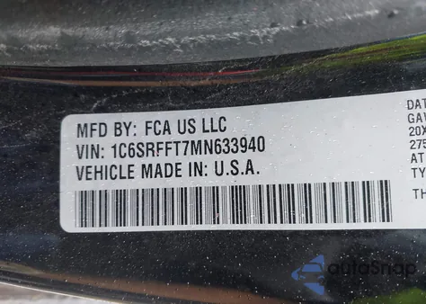 2021 Ram 1500 Big Horn 4X4 5'7 Box from USA, damaged, VIN 1C6SRFFT7MN633940